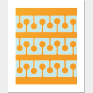 Shapes in Sync, Retro MCM Abstract Orange, Aqua Posters and Art